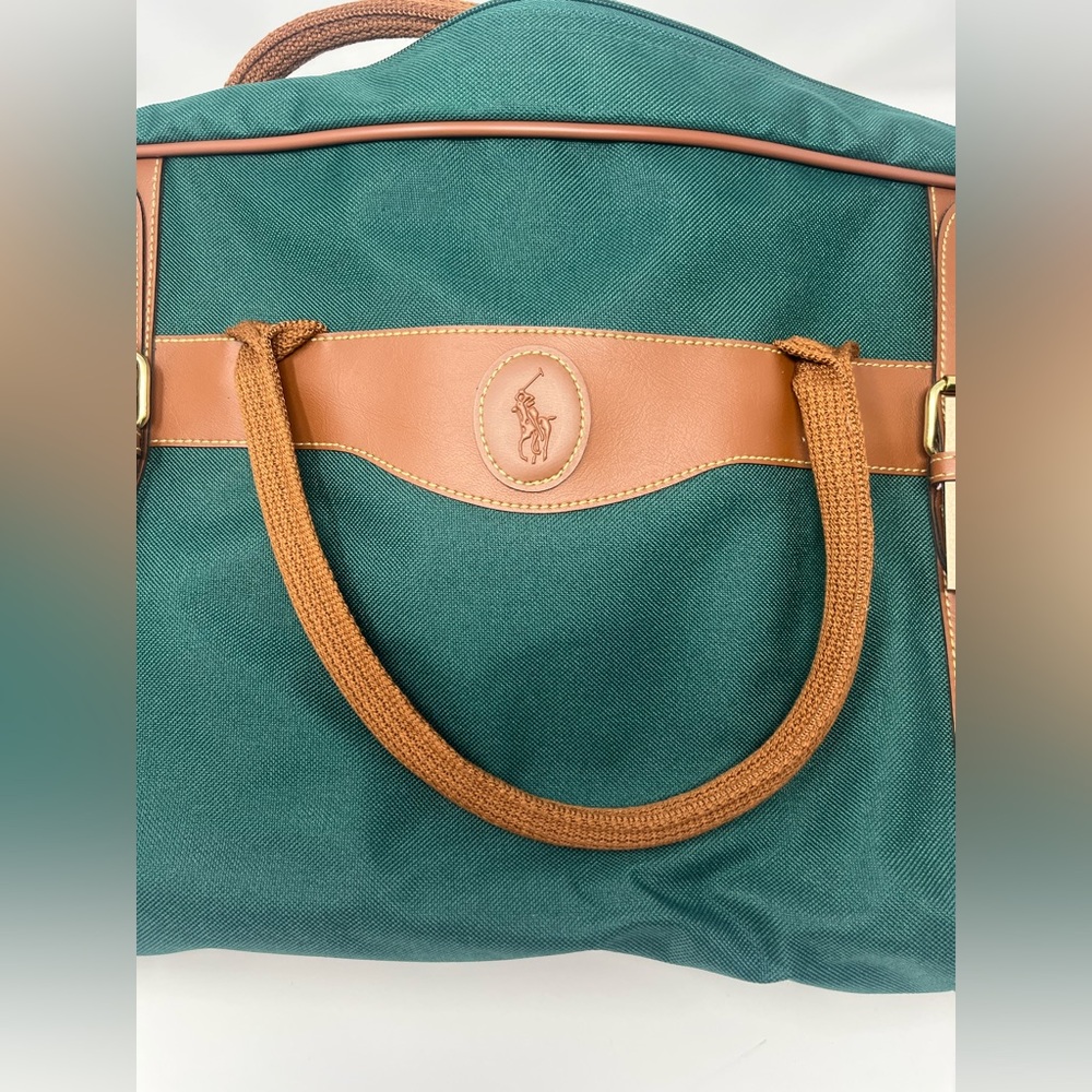 Set-POLO RALPH LAUREN Rolling Duffel/Toiletry Bags Carry On Green Canvas VTG NEW - Picture 7 of 10